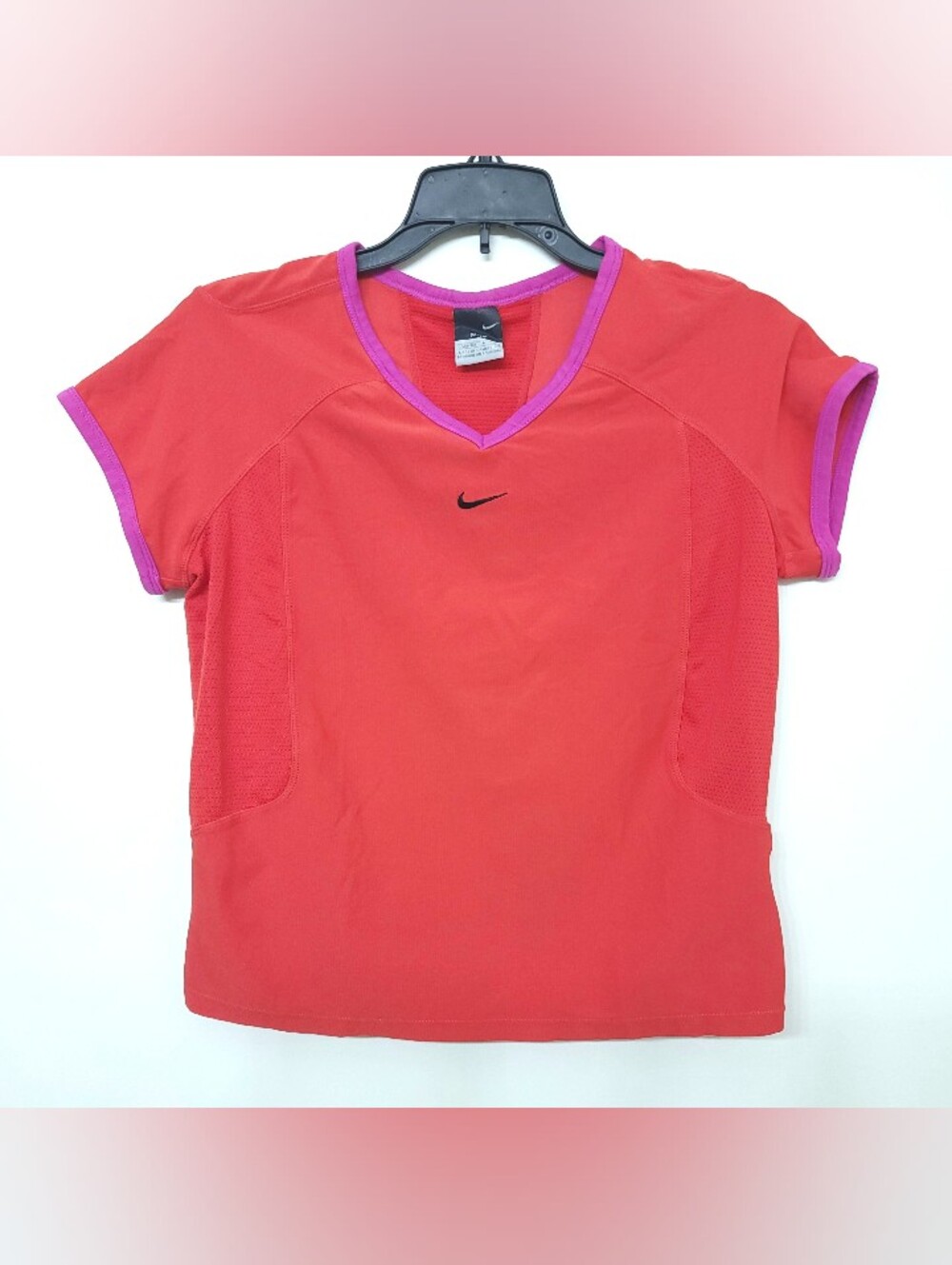 Y2K Nike Dri-FIT Shirt Womens Medium Red Athletic Top Vintage Mesh Accents